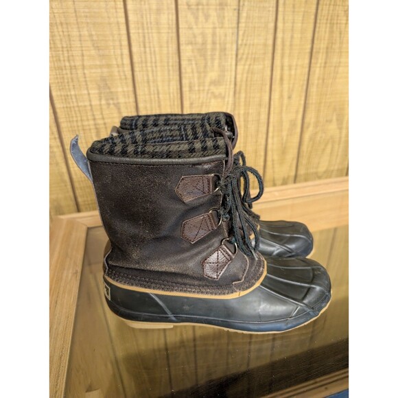 The Original Duck Boots Men's Snow Boots Size 5 Brown Flannel Lined Steel Shank - Picture 2 of 9